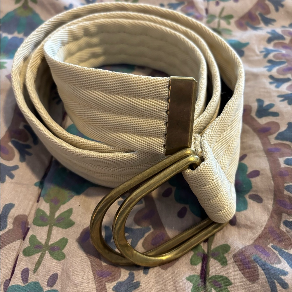 Anthropologie Beige and Purple Floral Belt
